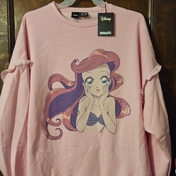 Disney Princess Sweater The Little Mermaid Ariel Anime Style Pullover NWT - Picture 3 of 6